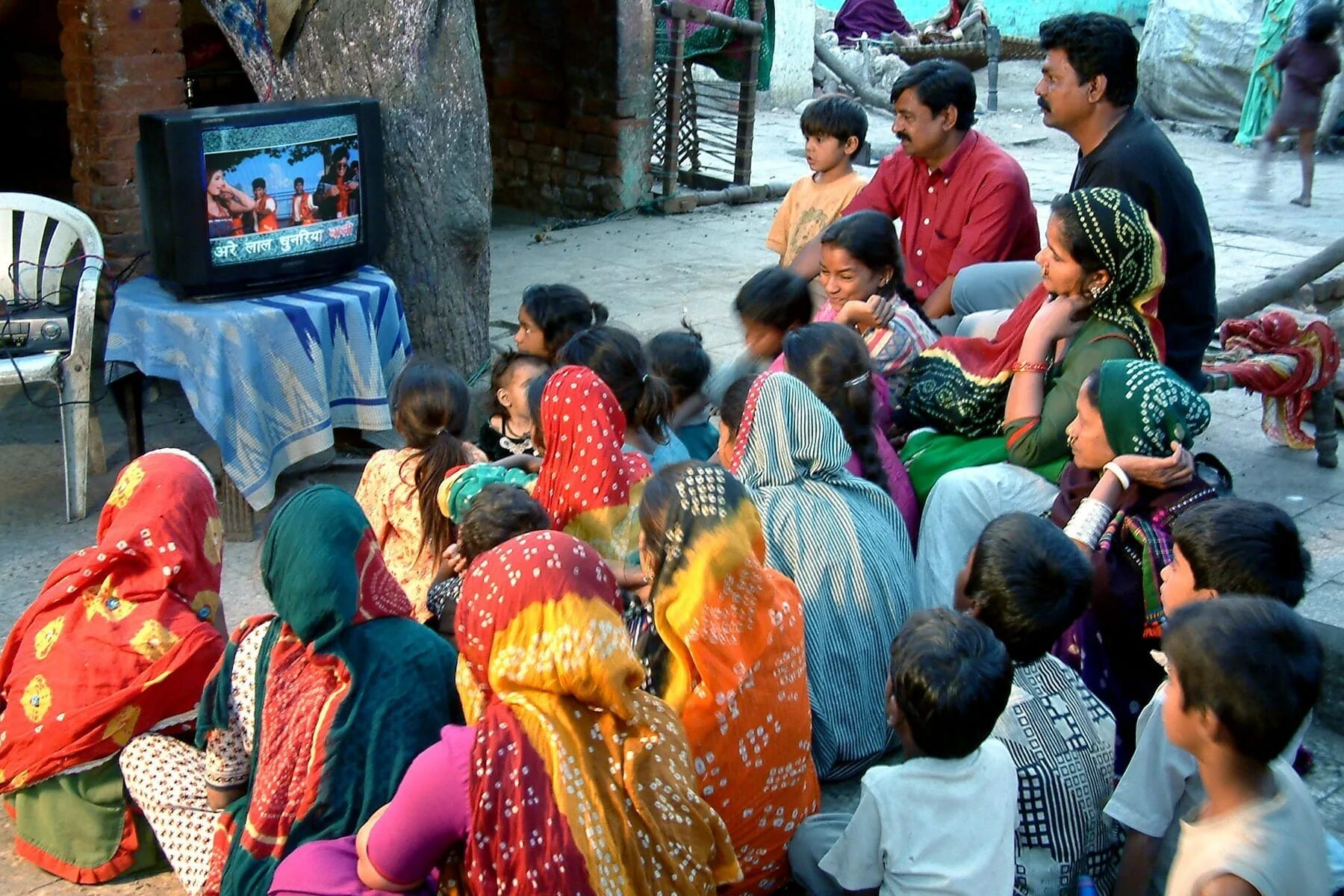 People in the village had been. Watching TV indian. Many people from Village. India TV.