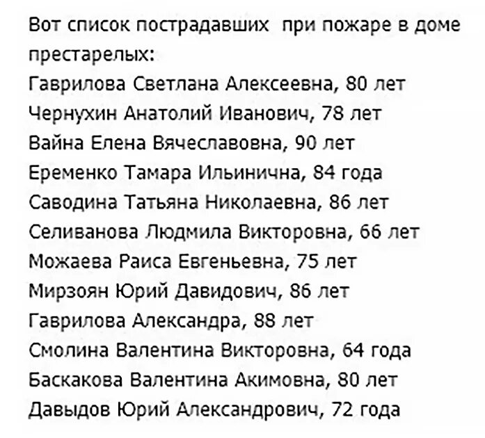 Список раненых людей в крокусе. Список погибших при пожаре в гостинице Россия. Обязанности людей при пожаре в доме престарелых.