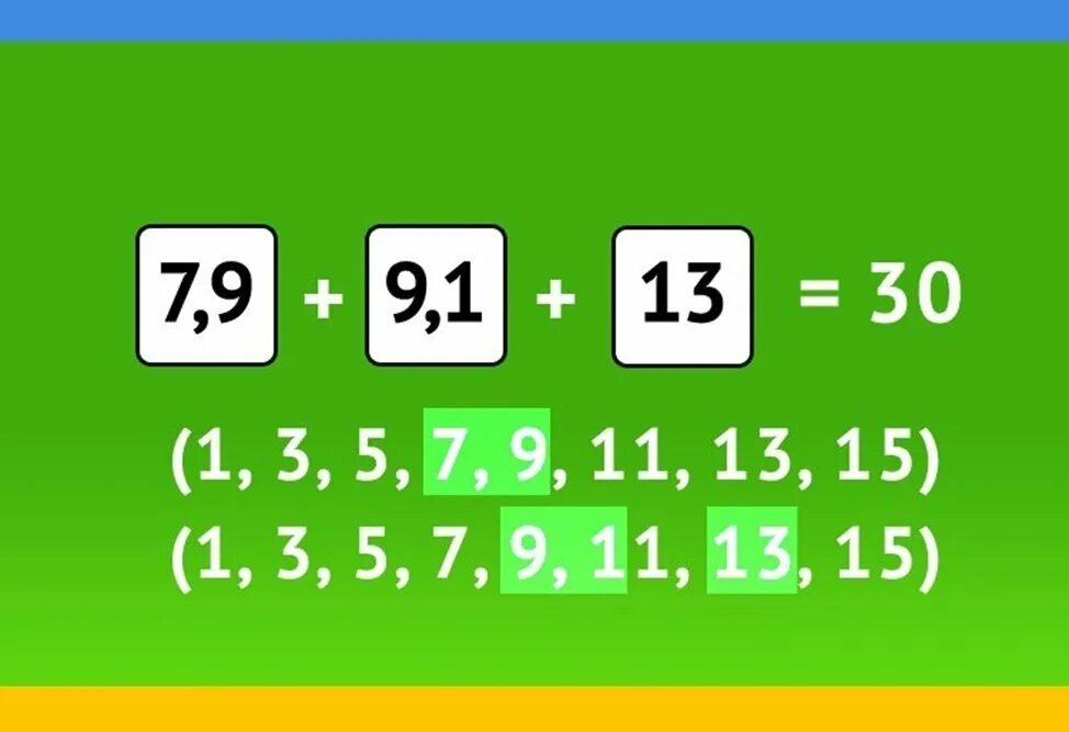 1 9 15 решение. Сложить цифры чтобы получилось 30. Числа 1 3 5 7 9 11 13 15 сложить чтобы получилось 30. Как сложить 3 числа чтобы получилось 30. Сумма 30 из чисел 1.3.5.7.9.11.13.15.