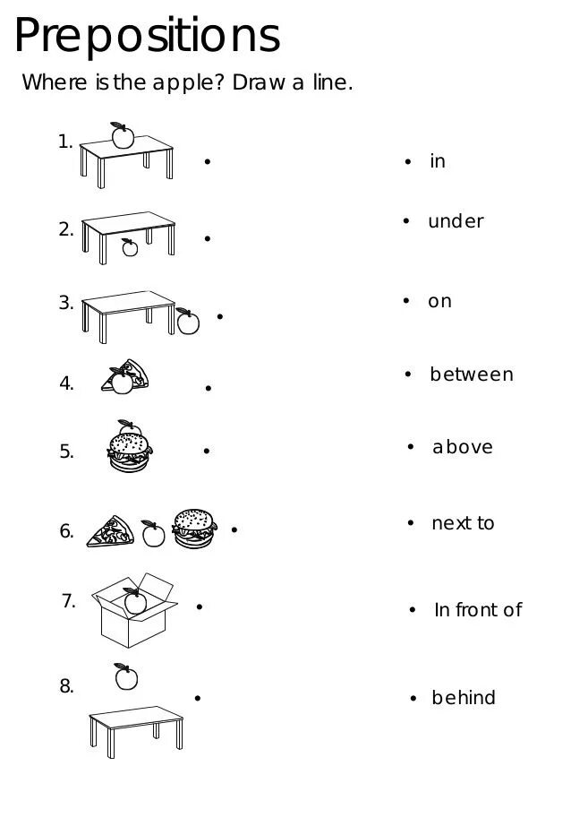 Write the prepositions