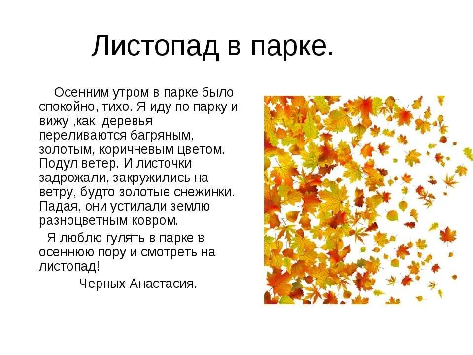 Рассказ про листья 3 класс. Рассказ про листопад. Сочинение листопад. Сочинение на тему осень. Текст описания осени