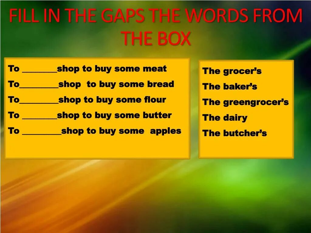 Where do people go to buy things? 6 Класс кузовлев. Gap. Where to go. Fill in the gaps Apple pie перевод.