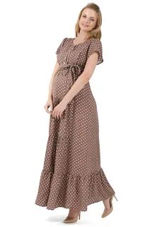 Платье длинное Мелитта для беременных и кормящих кофейный горох (арт. 45249) куп
