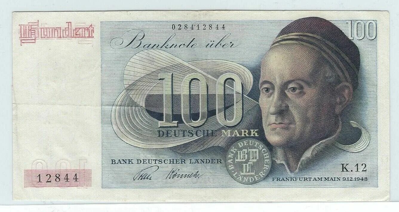 Купюра 100 Дойч марок. Дойч марки ФРГ. Марка ФРГ 1948. Немецкая марка (Deutsche Mark).