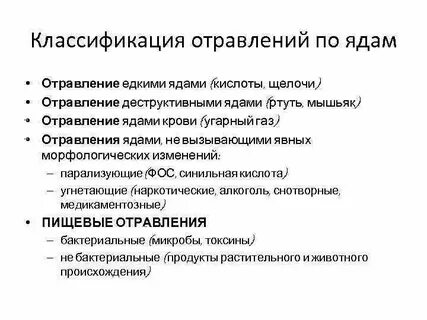 Типы интоксикации