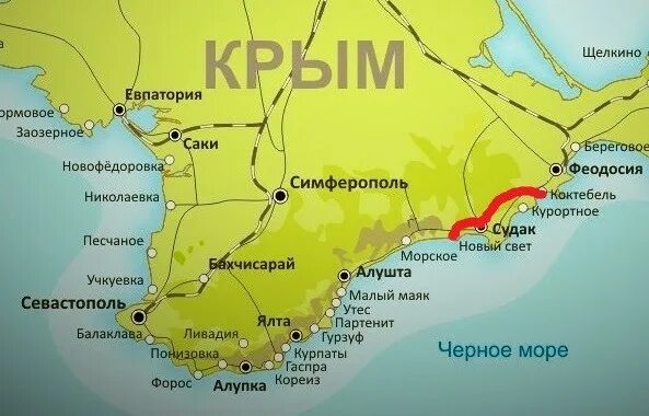 Какие города расположены в крыму. Карта Крымского побережья черного моря. Крым на карте Черноморского побережья. Карта Крыма побережье черного моря. Подробная карта Черноморского побережья Крыма с поселками.