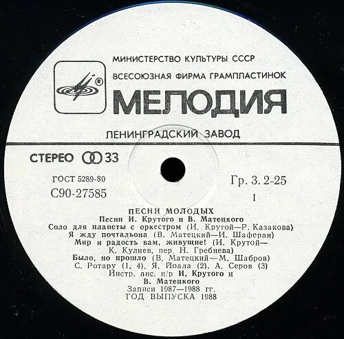 Запись 1987. Запись 1987