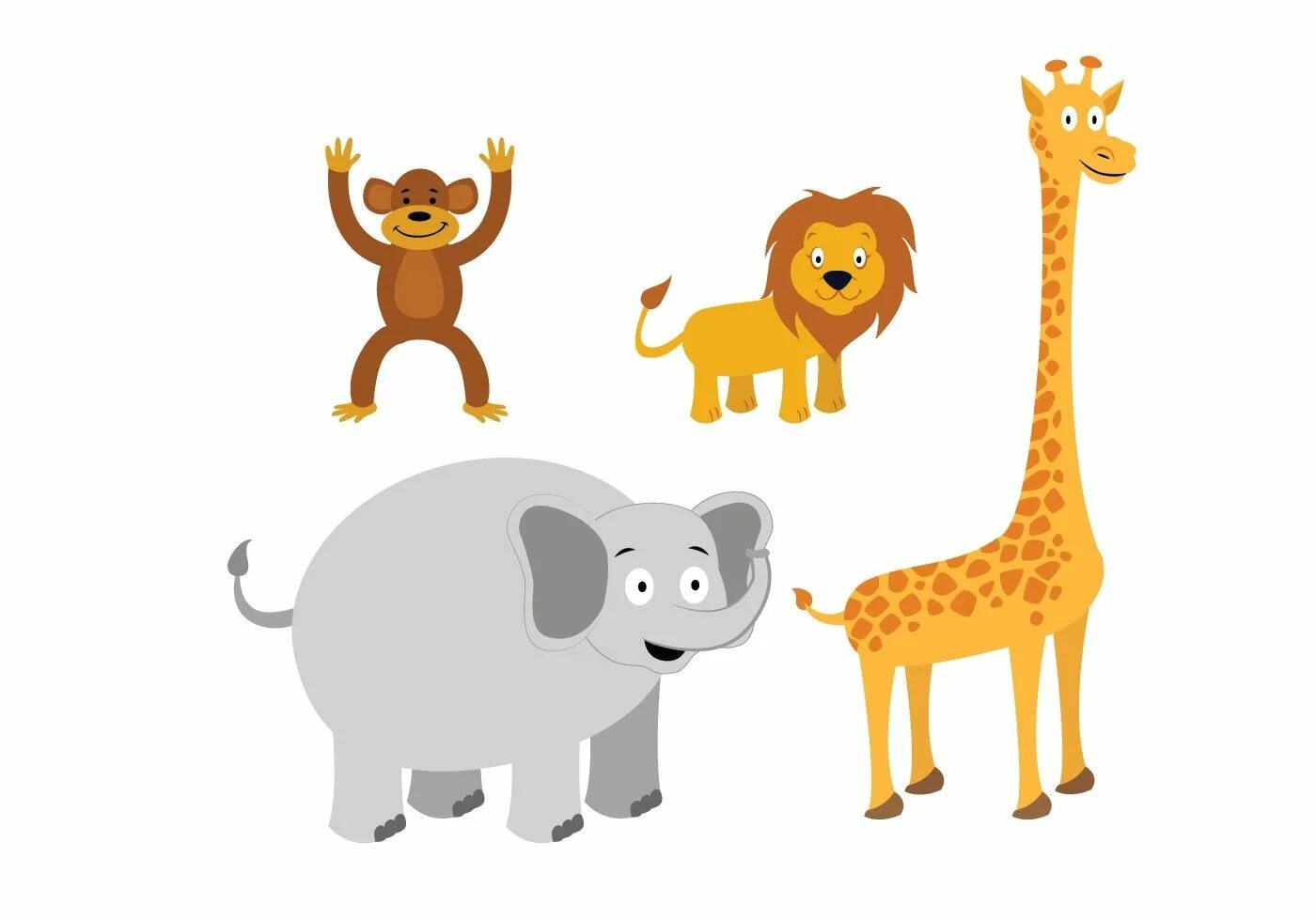 Африканские животные для детей. Африканские животные вектор. Животные для детей вектор. Мультяшные животные Африки. Giraffe elephant monkey