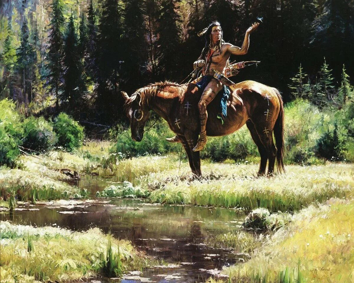 Художник Martin Grelle. Художник-ковбой Martin Grelle. Индейцы штат Монтана арт. Индейцы природа