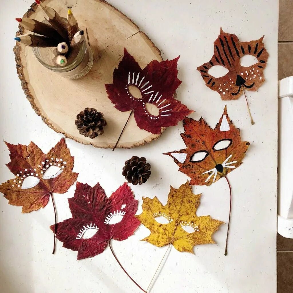 Вещи из листьев. Маска из осенних листьев. поделка осеннее настроение. autumn craft. осенняя маска в инстаграм.