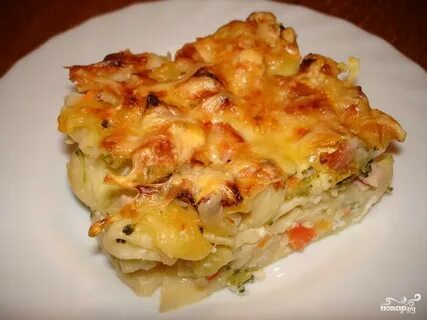 Запеканка из макарон и куриного филе