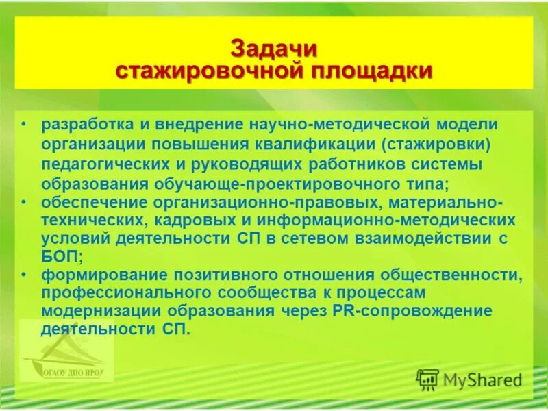 Программы повышения квалификации стажировка. Тема стажировочной площадки. Экспериментальная стажировочная площадка. Модули стажировочных площадок.