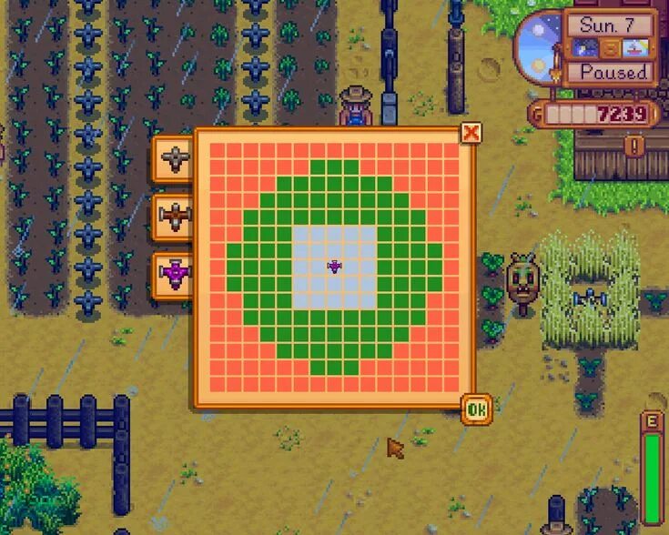 Высококачественный спринклер stardew. Иридиевый спринклер. Stardew valley поливалка. Stardew valley спринклер радиус. Расстановка спринклеров stardew valley.