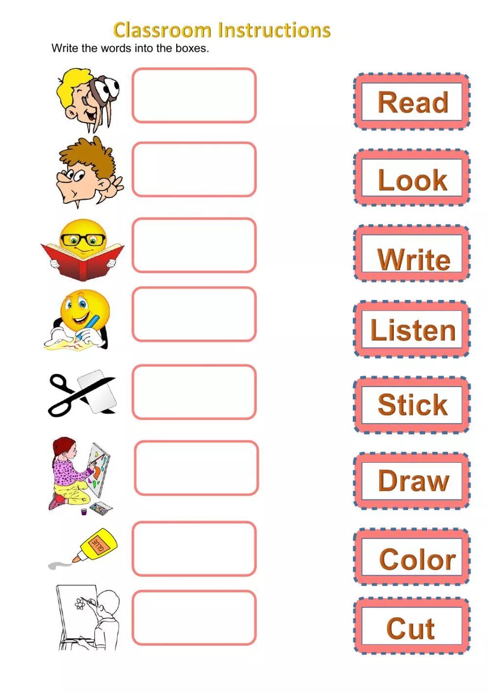 Classroom задания. Упражнения на Classroom language. Worksheets английский. Classroom instructions. Opening activity