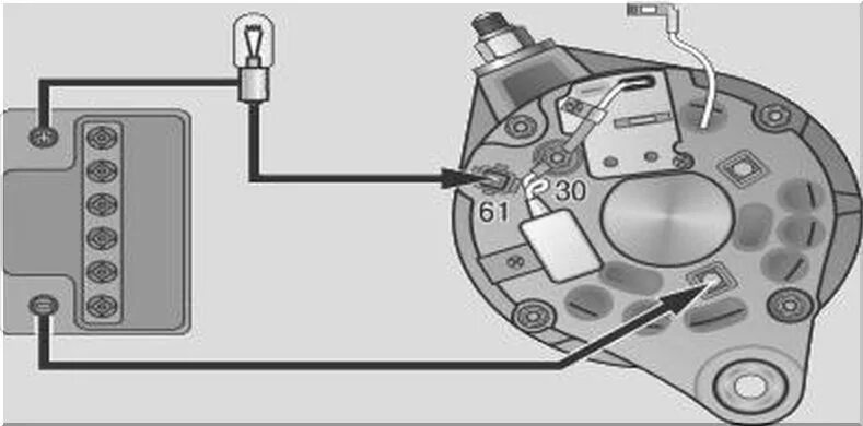 Клемма 61 генератора ВАЗ 2107. Клема 61 на генераторе ВАЗ 2107. Диодный мост генератора ВАЗ 2107. Схема проверки генератора ВАЗ 2107.