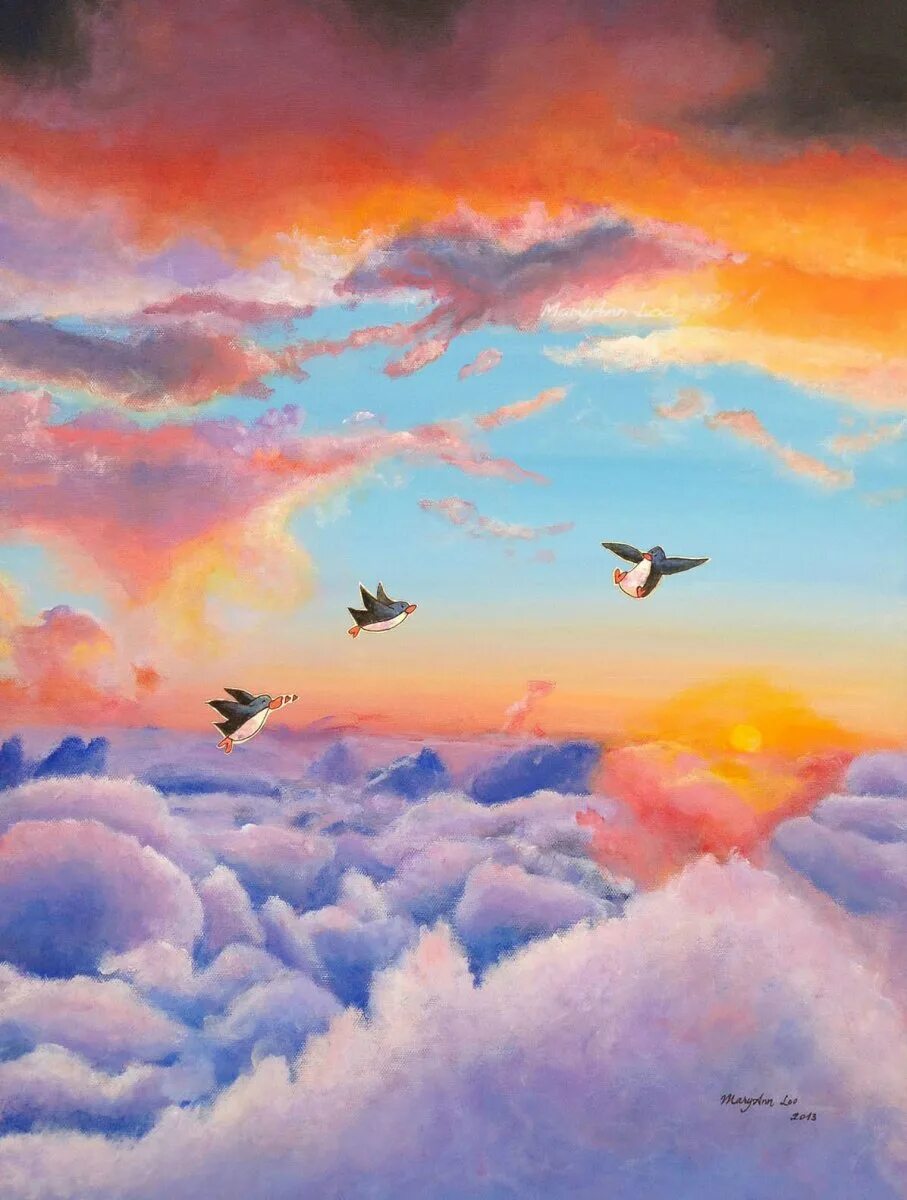 Облака и небо красками. Небо красками. нарисованное небо. облака акварелью закат. птицы в небе картина.