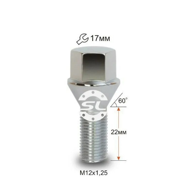 Болт колесный m12x1.25 l17/35 хром bi100921. Болт колесный m12x1.25 l17/35 хром. Болт колесный ВАЗ м12х1.25 Гранта. Болт m12x1.25. X 12 x 21 0