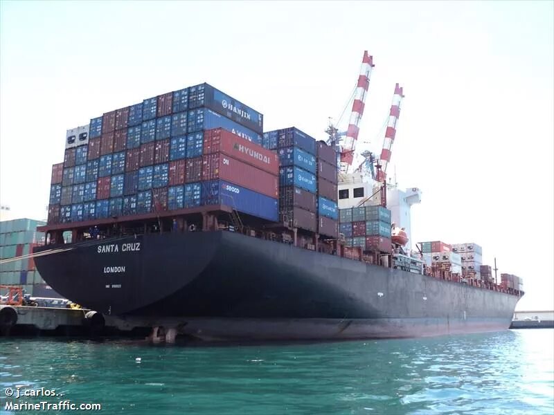 Santa Cruz судно. Container ship дедвейт 30450. Корабль под флагом Великобритании. Местоположение судна Kristel Cargo ship.