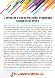 computer science personal statement oxbridge example.