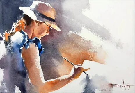 Michael Solovyev Watercolor Portrait Painting, Watercolor Woman, Original W...