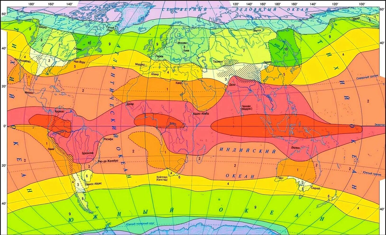 Карта климатических поясов.