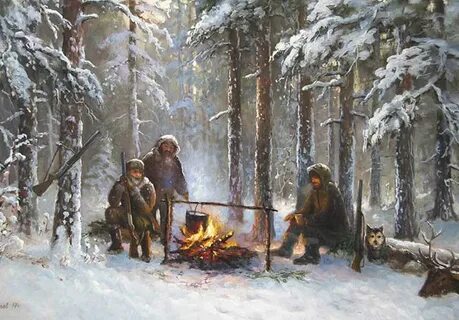Охотник в лесу старый