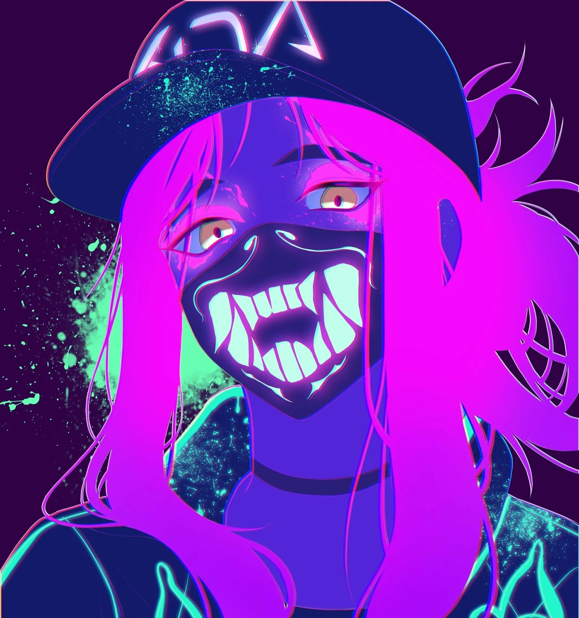 Akali k/da неон маска. K da Akali Mask ультрафиолет. Akali KDA неон 18.