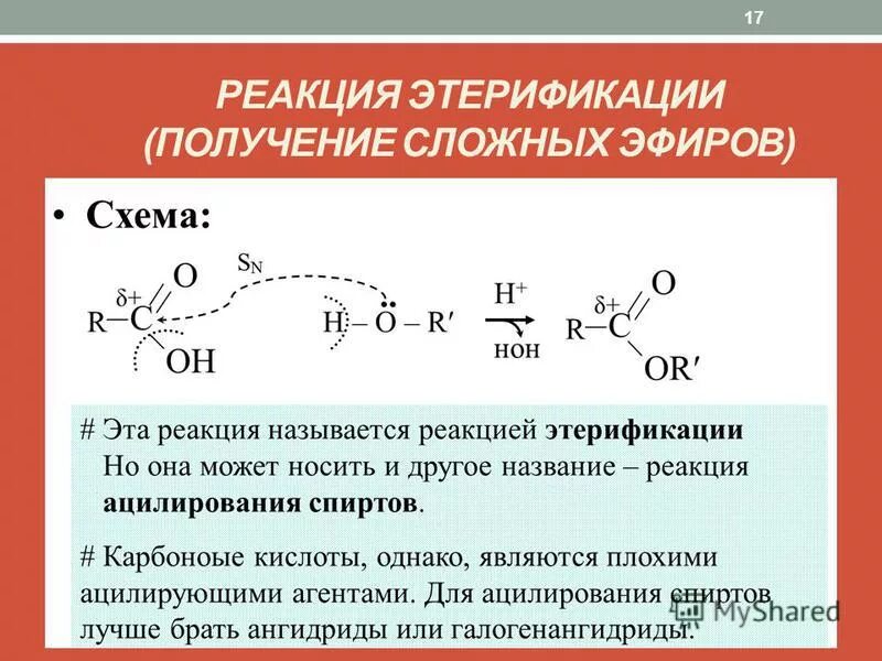 Б реакция этерификации. Б реакция этерификации