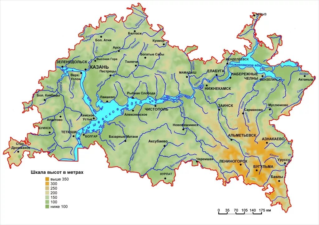 Какой рельеф в казани. Карта Республики Татарстан с реками. Карта Татарстана с реками. Физическая карта Республики Татарстан. Географическая карта Татарстана.