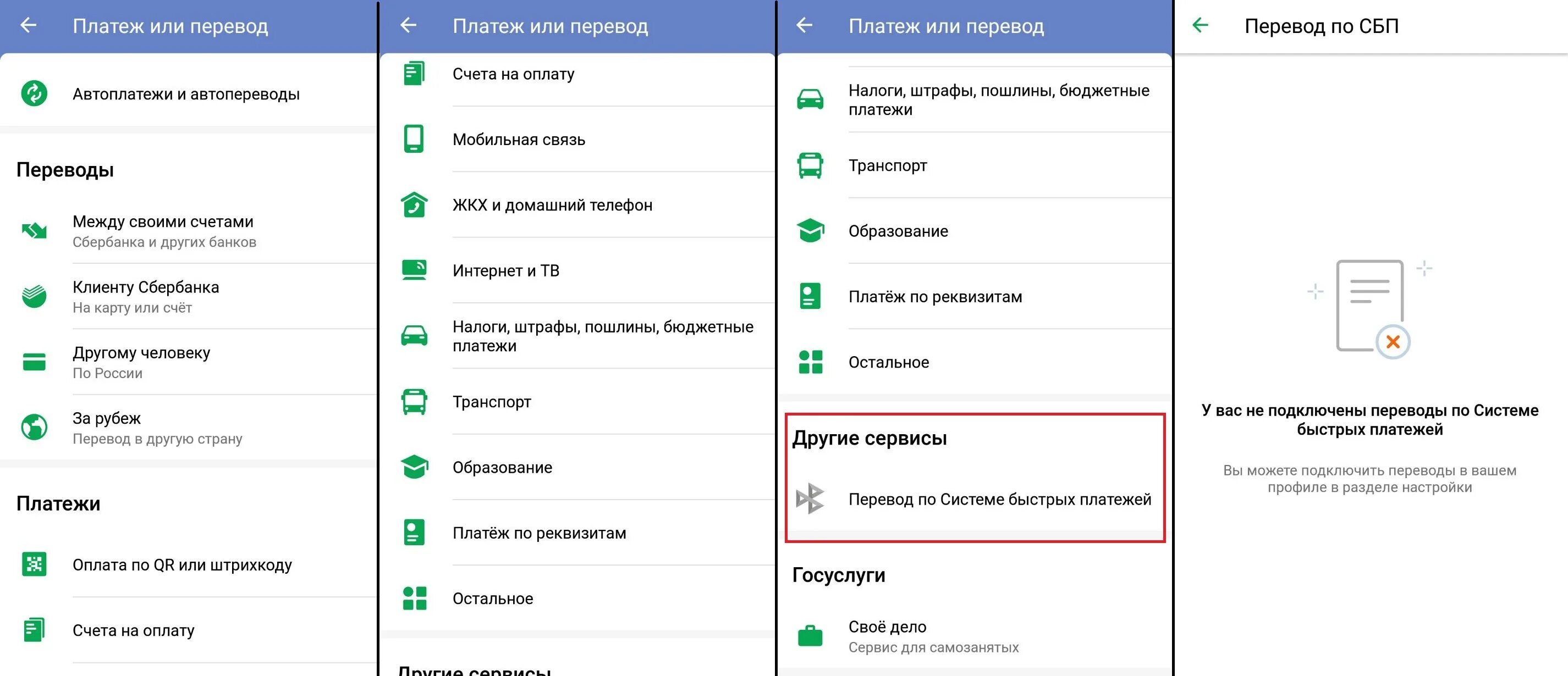 Как оплачивать сбп телефоном. Система быстрых платежей Сбербанк подключить в приложении. Перевод по системе быстрых платежей. Ситема быстрых поатежей Сбер. Перевод через СБП Сбербанк.