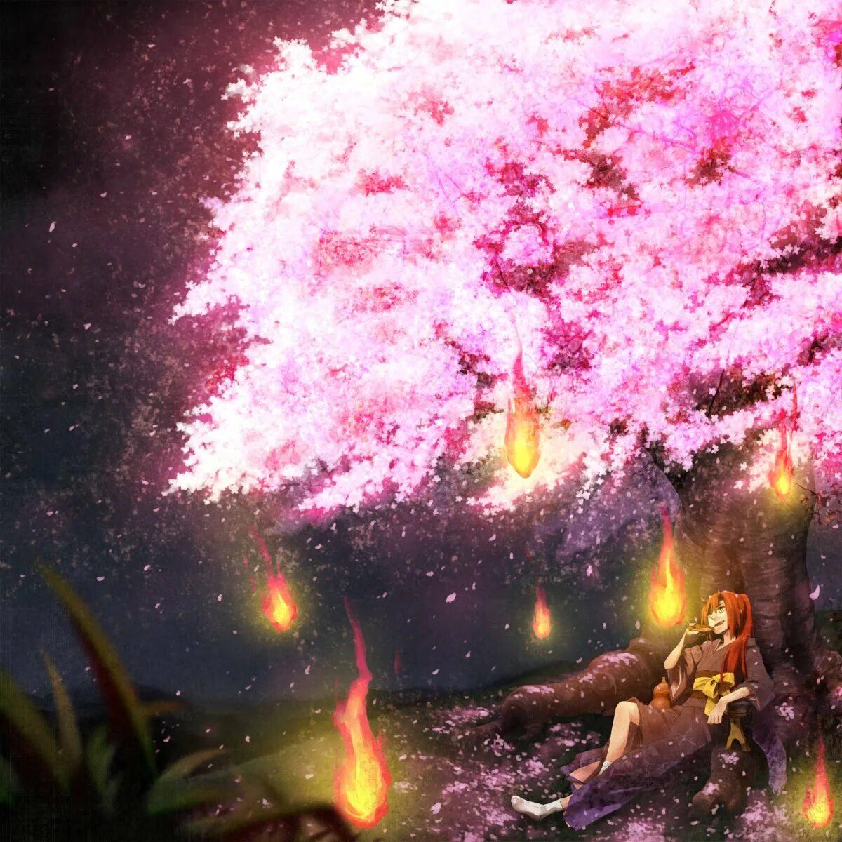Волшебные картинки. Вечноцветущая Сакура аниме. Фон волшебство. Аниме Сакура дерево. Сакура арты дерево.