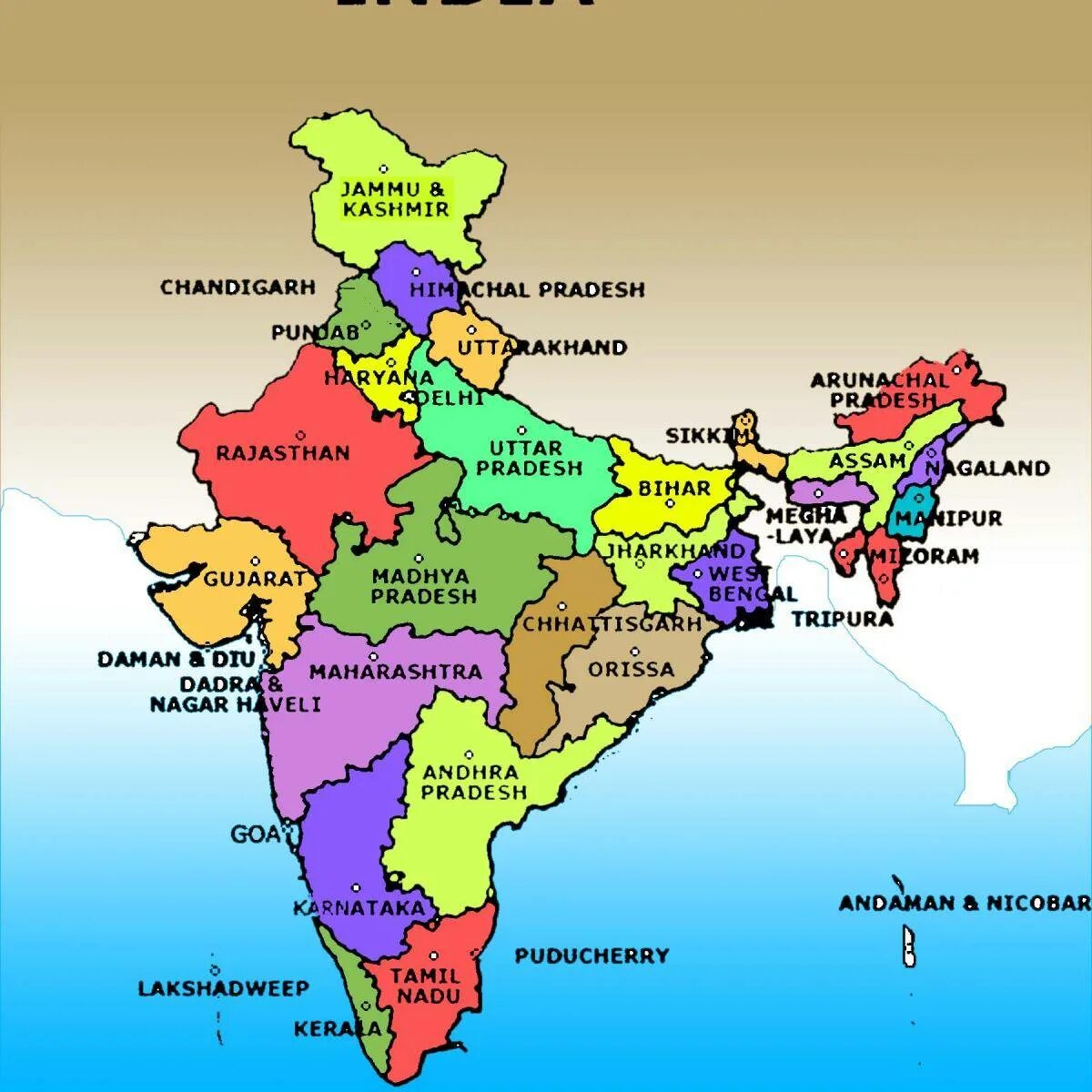 Сколько стран в индии. Штаты Индии на карте. Провинции Индии на карте. Полит карта Индии. Политическая карта Индии.