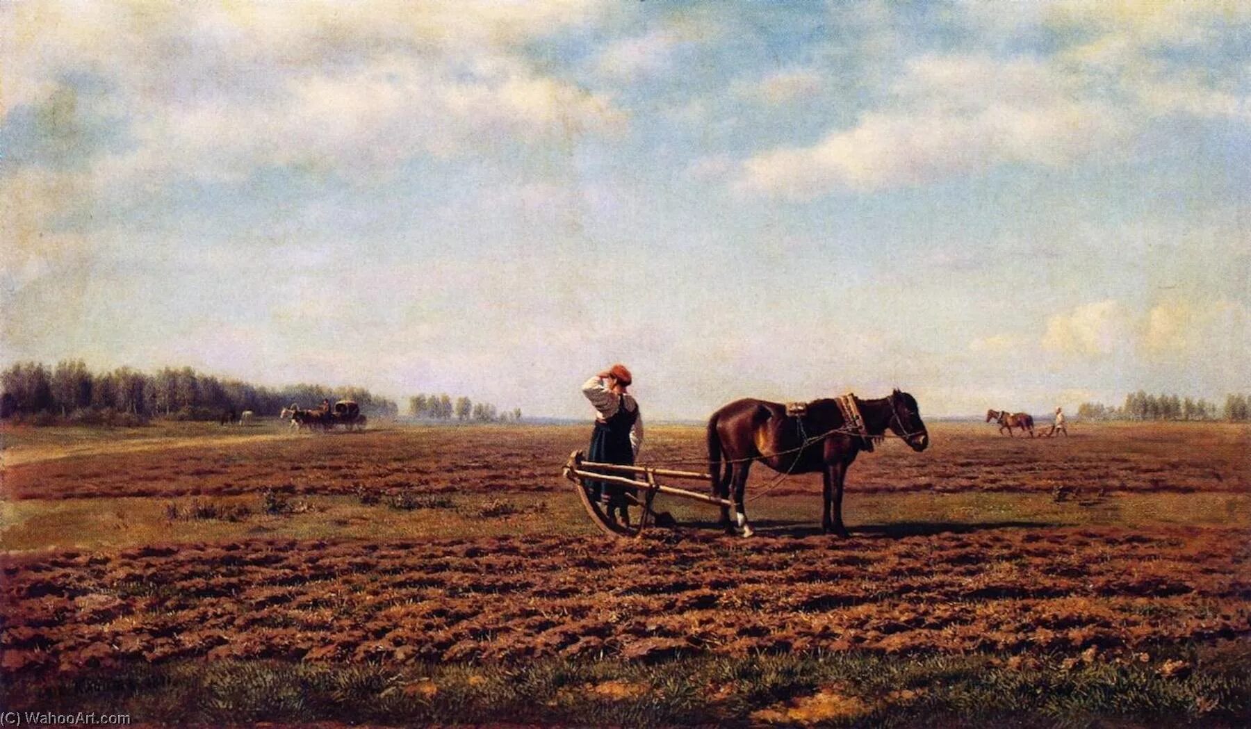 Клодт «на пашне»(1872). Русское вспаханное поле