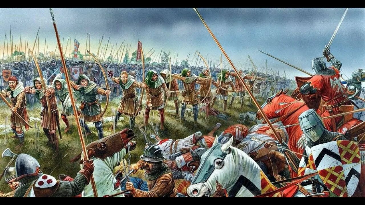 Время столетней войны. Битва при Азенкуре 1415. Битва при Азенкуре лучники.