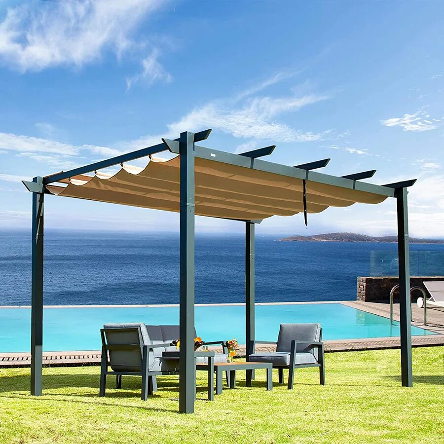 Алюминиевые беседки. Тропический газебо. Weatherproof Pergola. Палатка Тропикал Сун. Беседка на английском