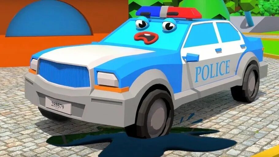 Машинки песенки мальчиков. Полицейская машина в мультфильме.