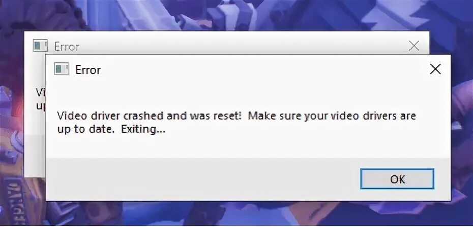 Error видео. Видеодрайвер crashed. Краш видео драйвера. Ошибка краш Вартандера.
