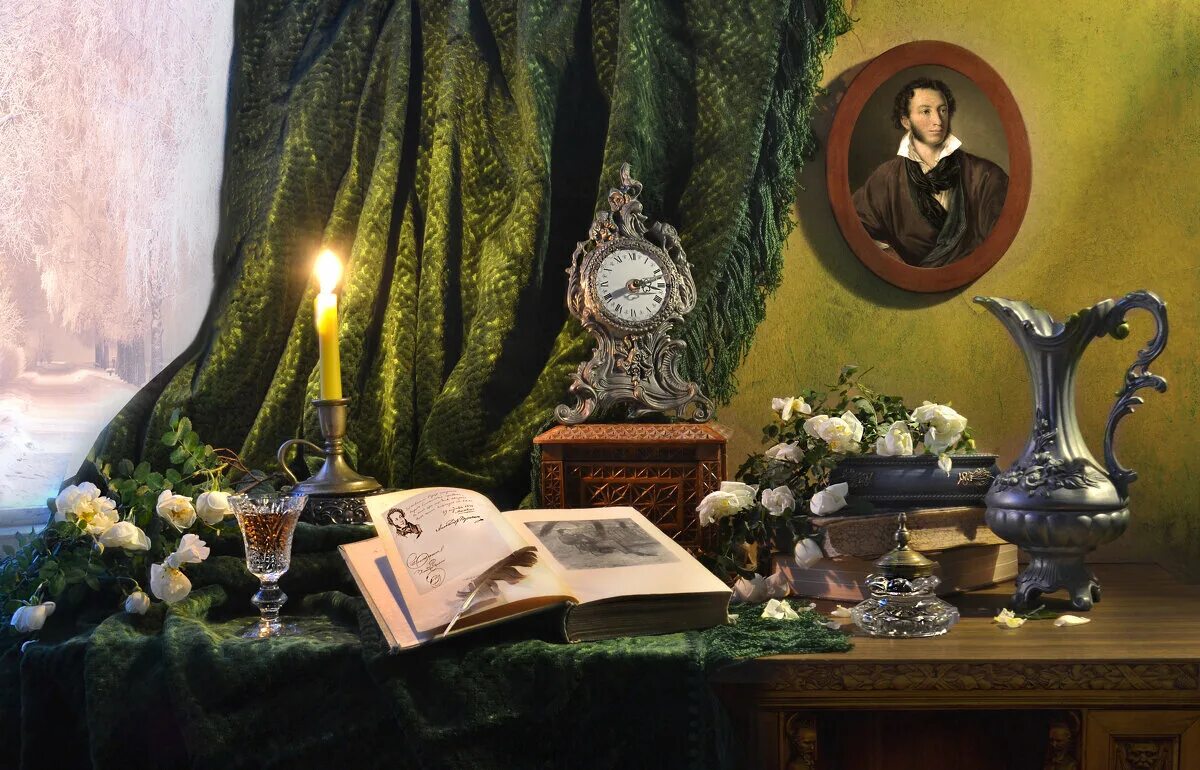 пушкин в библиотеке. поэтический натюрморт. литературная гостиная по творчеству пушкина. литературная гостиная читаем пушкина. стол писателя.
