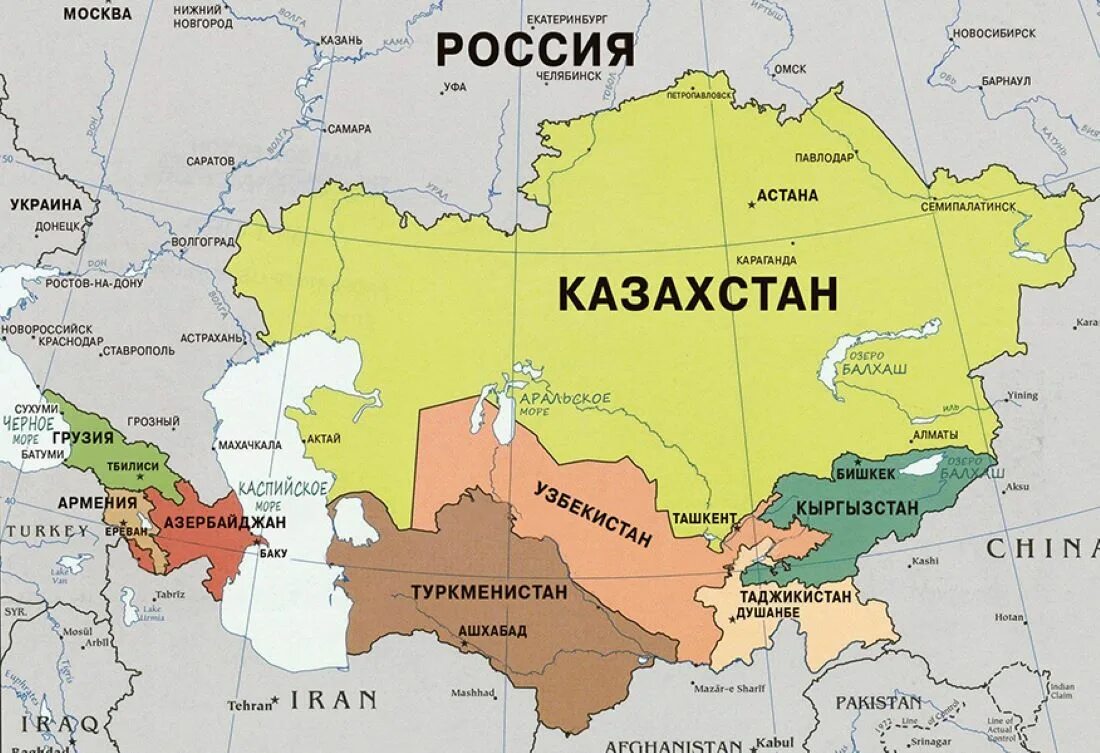 Количество стран средней азии. Казахстан на карте России. Карта России границы с Казахстаном на карте.