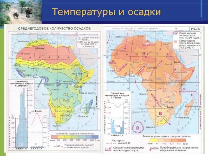 Средние осадки африки. Климат Африки 7 класс география. Климатическая карта Африки температуры и осадки. Климатическая карта Африки осадки. Климатическая карта Африки 7 класс атлас.