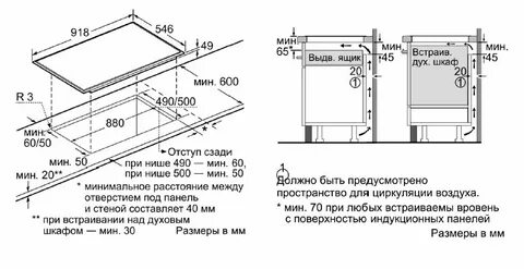 Расстояния между духовым шкафом и