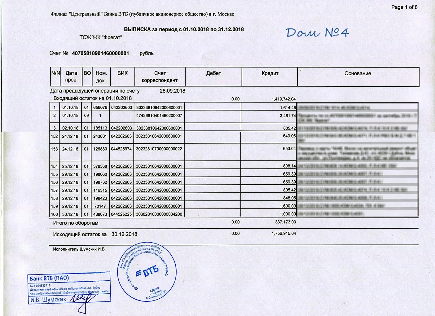 Филиал Центральный банка ВТБ ПАО. Банк филиал Центральный банка ВТБ ПАО В Г Москве. Расчетный счет 30233810642000600001.