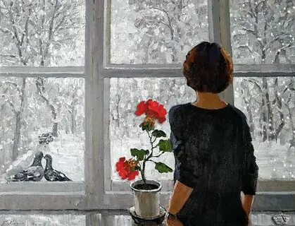 На моем окне цветы стоят