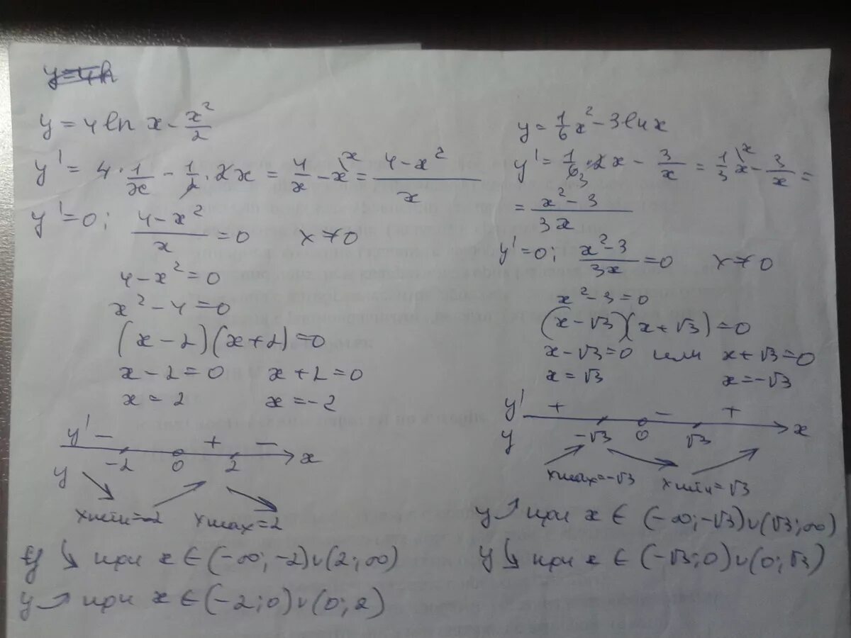 Исследуйте функцию y 6x-2x 3. Исследование функции на экстремум и монотонность y=x^2+3x-4. Исследуйте функцию y=4lnx-x2/2. Экстремумы функции y=x^2-4x+3. Y 2 3x x 3 исследовать функцию