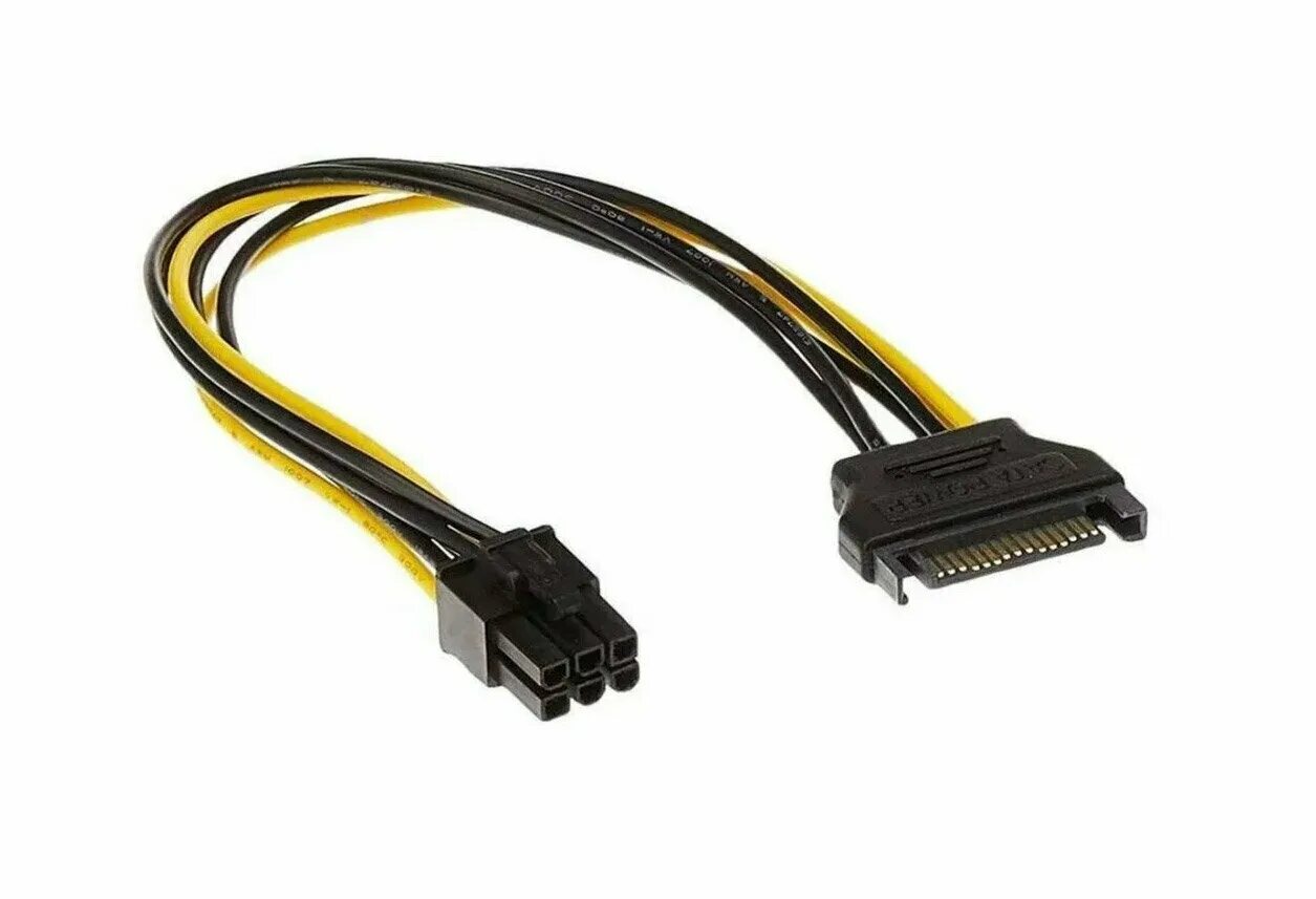 Без дополнительного питания. Переходник 2 Molex 6-Pin. Удлинитель питания SATA 15pin/15pin. Переходник: Molex 8980 - PCI-E 6 Pin. SATA Power (15 Pin) - 8-Pin (PCI-E).