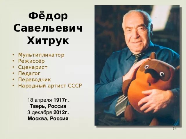 Фёдор Хитрук Режиссёр. Хитрук фёдор Савельевич мультипликатор. Я сценарист и я режиссер