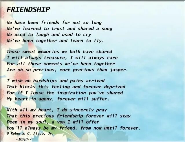 I learn the poem by heart. Friendship poems. english poems about friendship. friendship poem america. to learn by heart.