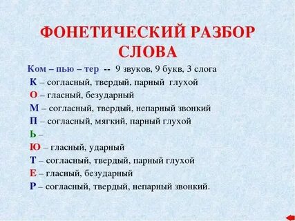 Фонетический разбор слова яма 2 класс