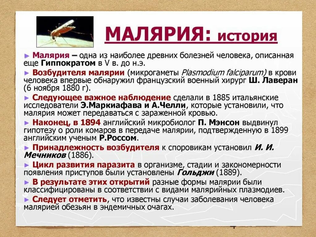 Малярия заболевание