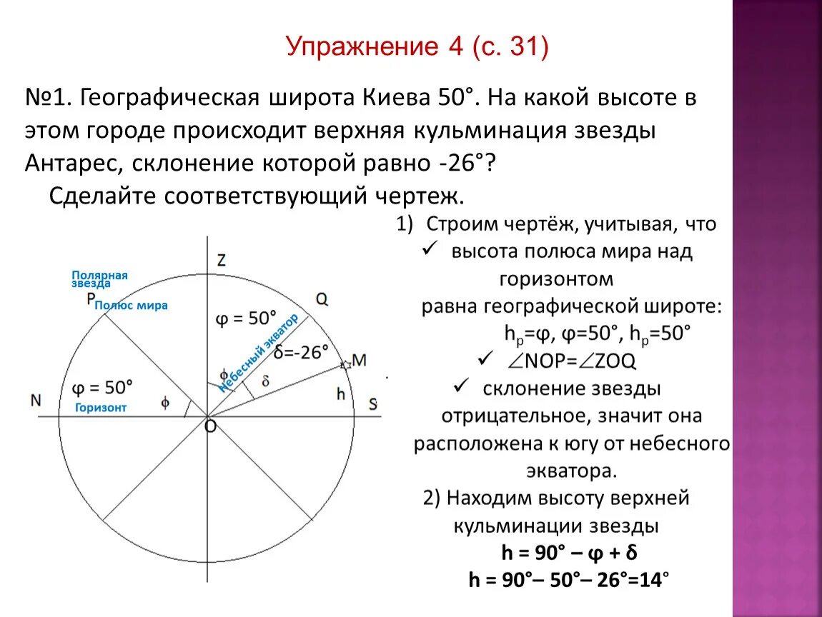 Географическая широта звезд. Высота кульминации. Высота звезды в астрономии. Высота кульминации звезды.